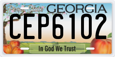 GA license plate CEP6102