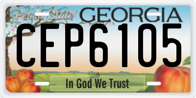 GA license plate CEP6105