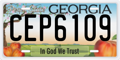 GA license plate CEP6109