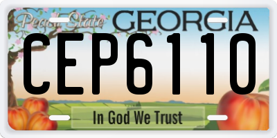 GA license plate CEP6110