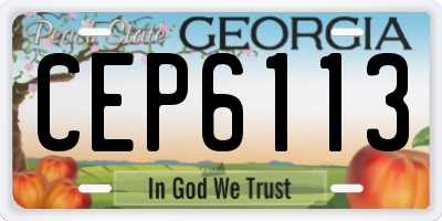 GA license plate CEP6113