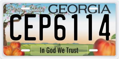 GA license plate CEP6114