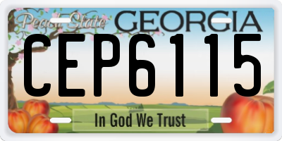 GA license plate CEP6115