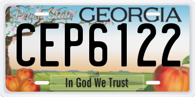 GA license plate CEP6122