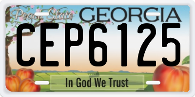 GA license plate CEP6125