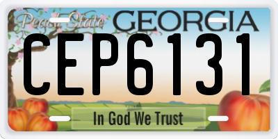 GA license plate CEP6131