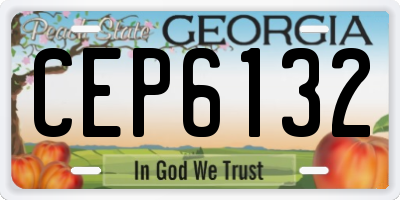 GA license plate CEP6132