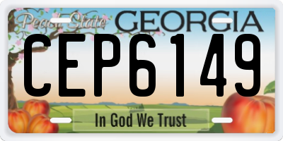 GA license plate CEP6149