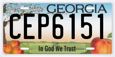 GA license plate CEP6151