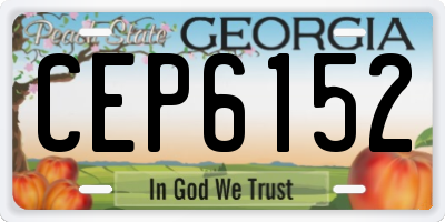 GA license plate CEP6152