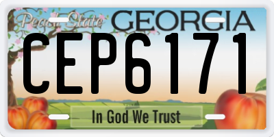 GA license plate CEP6171