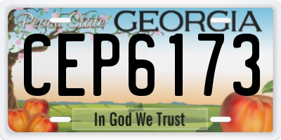GA license plate CEP6173