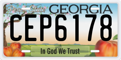 GA license plate CEP6178