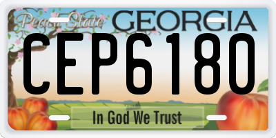 GA license plate CEP6180