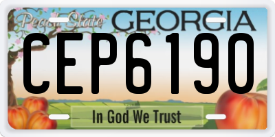 GA license plate CEP6190