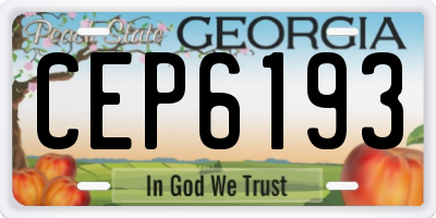 GA license plate CEP6193