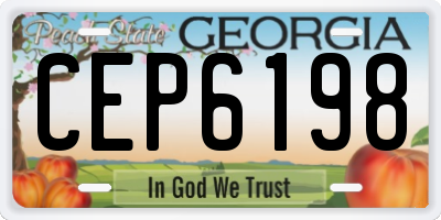 GA license plate CEP6198