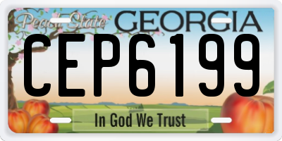 GA license plate CEP6199