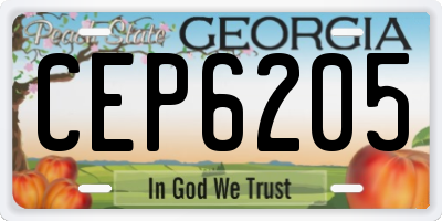 GA license plate CEP6205