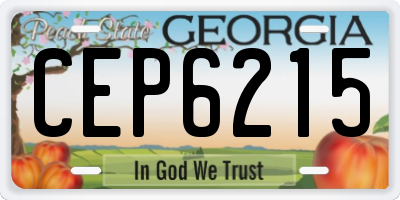GA license plate CEP6215
