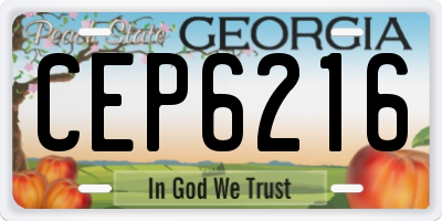 GA license plate CEP6216