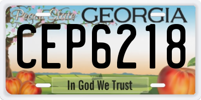GA license plate CEP6218