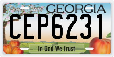 GA license plate CEP6231