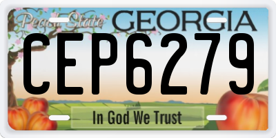 GA license plate CEP6279