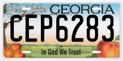 GA license plate CEP6283