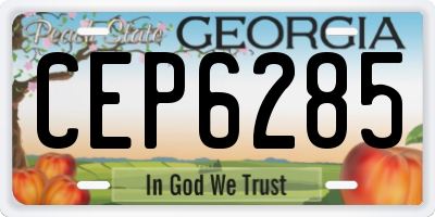 GA license plate CEP6285