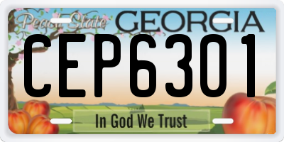 GA license plate CEP6301