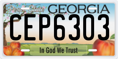 GA license plate CEP6303