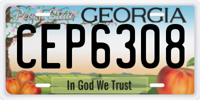 GA license plate CEP6308