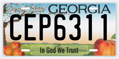 GA license plate CEP6311