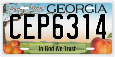 GA license plate CEP6314