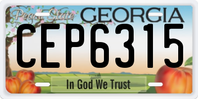 GA license plate CEP6315