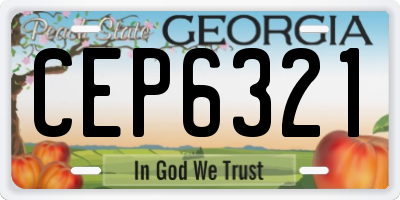 GA license plate CEP6321