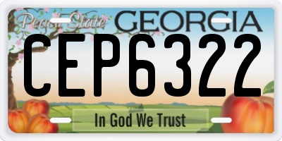 GA license plate CEP6322