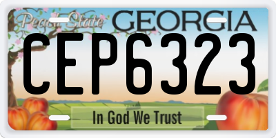 GA license plate CEP6323