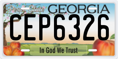 GA license plate CEP6326