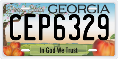 GA license plate CEP6329