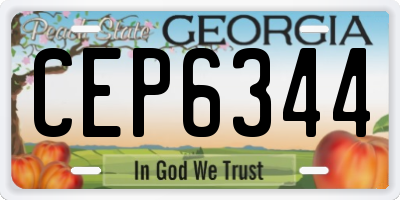 GA license plate CEP6344