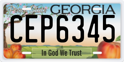 GA license plate CEP6345
