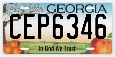 GA license plate CEP6346