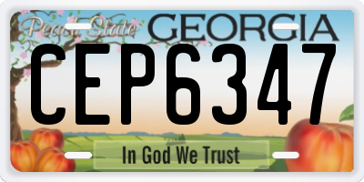 GA license plate CEP6347
