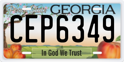 GA license plate CEP6349
