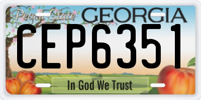 GA license plate CEP6351