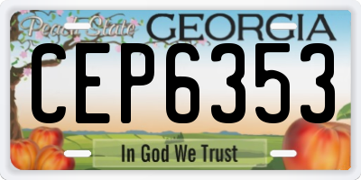 GA license plate CEP6353