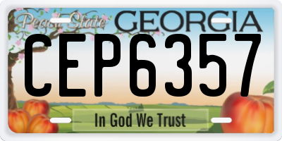 GA license plate CEP6357