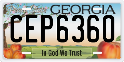 GA license plate CEP6360